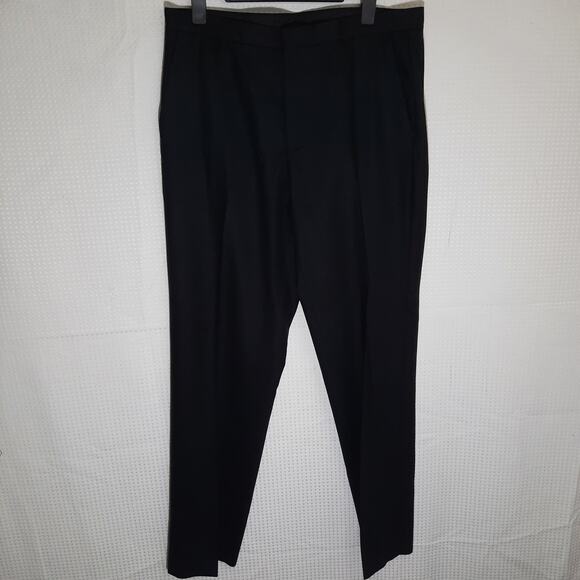 Calvin Klein Dress Pants 34x34 Wool Blend Charcoal Gray Flat Front Business - Picture 1 of 7